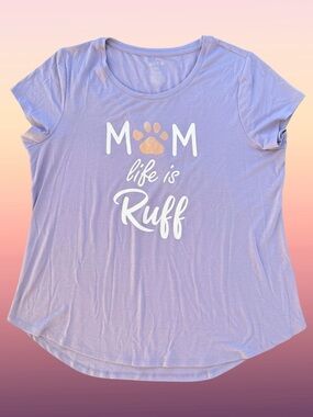 Apt. 9 Mom Life is Ruff Paw Print Lavender Purple Graphic T-Shirt ~ Women's XXL